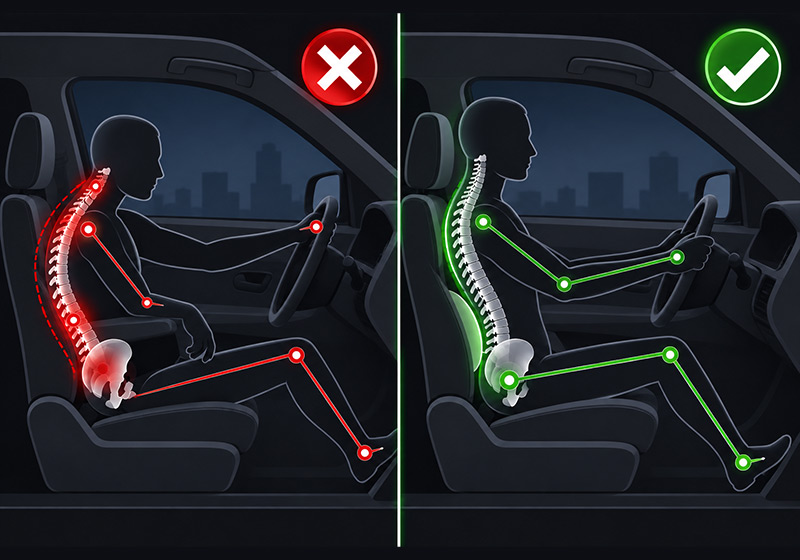 How prolonged driving can affect the neck, lower back and hips